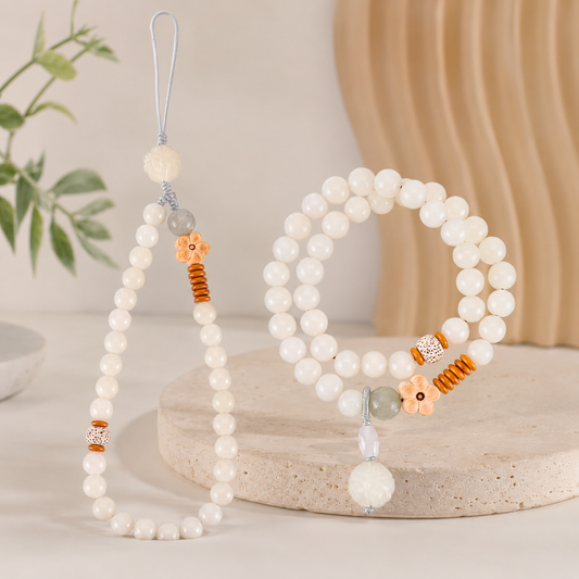 WEBEEDY 2PCS Abalorio de Cuentas para Teléfono, Correa de Muñeca para Teléfono, Cuentas de Buda, Cordón para Teléfono Móvil, Correa de Muñeca, Correa para Teléfono Móvil, Accesorios Decorativos para Colgar el Teléfono Móvil, Suerte