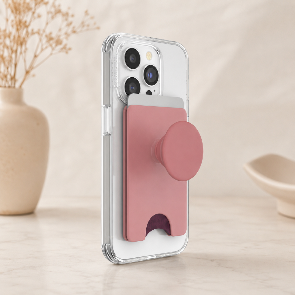 Billetera PopSockets para teléfono con agarre extensible para teléfono Tarjetero para teléfono - Clay