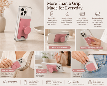 Billetera PopSockets para teléfono con agarre extensible para teléfono Tarjetero para teléfono - Clay