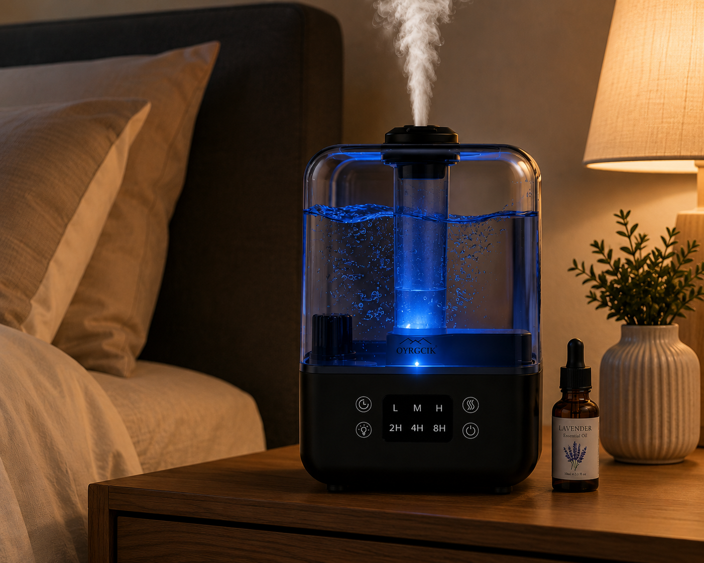 Humidificador Ultrasónico LuxeMist™ de 5L y Difusor de Aceites Esenciales – Niebla de Aire Silenciosa de Llenado Superior para Dormitorios y Habitaciones Grandes