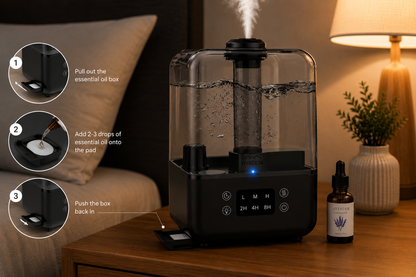 Humidificador Ultrasónico LuxeMist™ de 5L y Difusor de Aceites Esenciales – Niebla de Aire Silenciosa de Llenado Superior para Dormitorios y Habitaciones Grandes