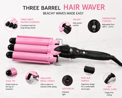 Rizador de pelo de triple barril