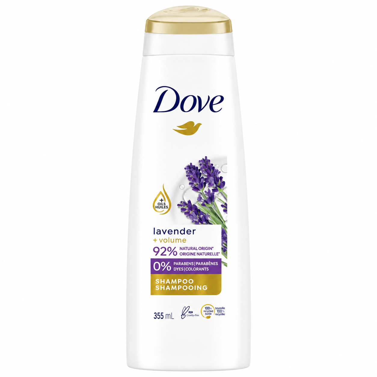 Champú voluminizador Dove para cabello debilitado Ritual engrosador Champú para el cabello con lavanda 355 ml
