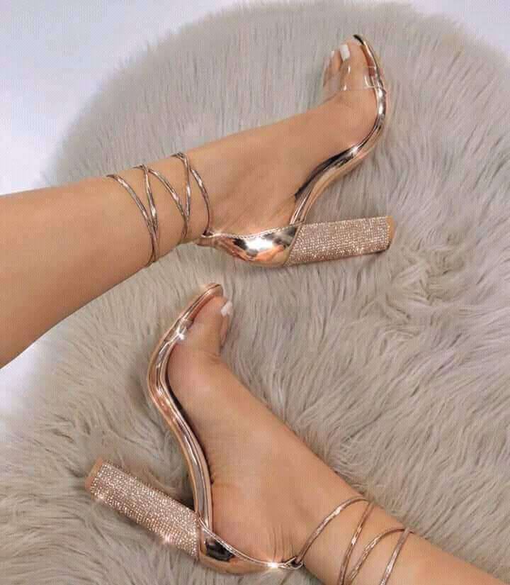Sandalias gruesas, Tacones transparentes, Zapatos de tacón con pedrería